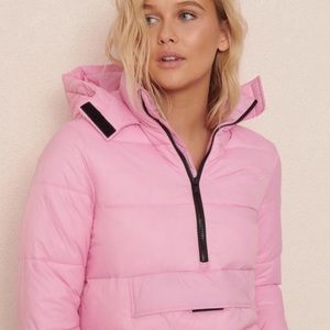 Garage Pink Hooded Puffer Jacket